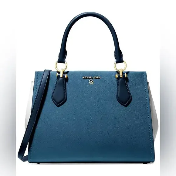 Michael Kors Marilyn Medium Two-Tone Saffiano Leather Satchel